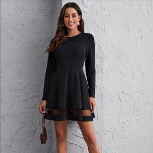 SHEIN Women’s Black Long Sleeve Mesh Insert Dress Size XL